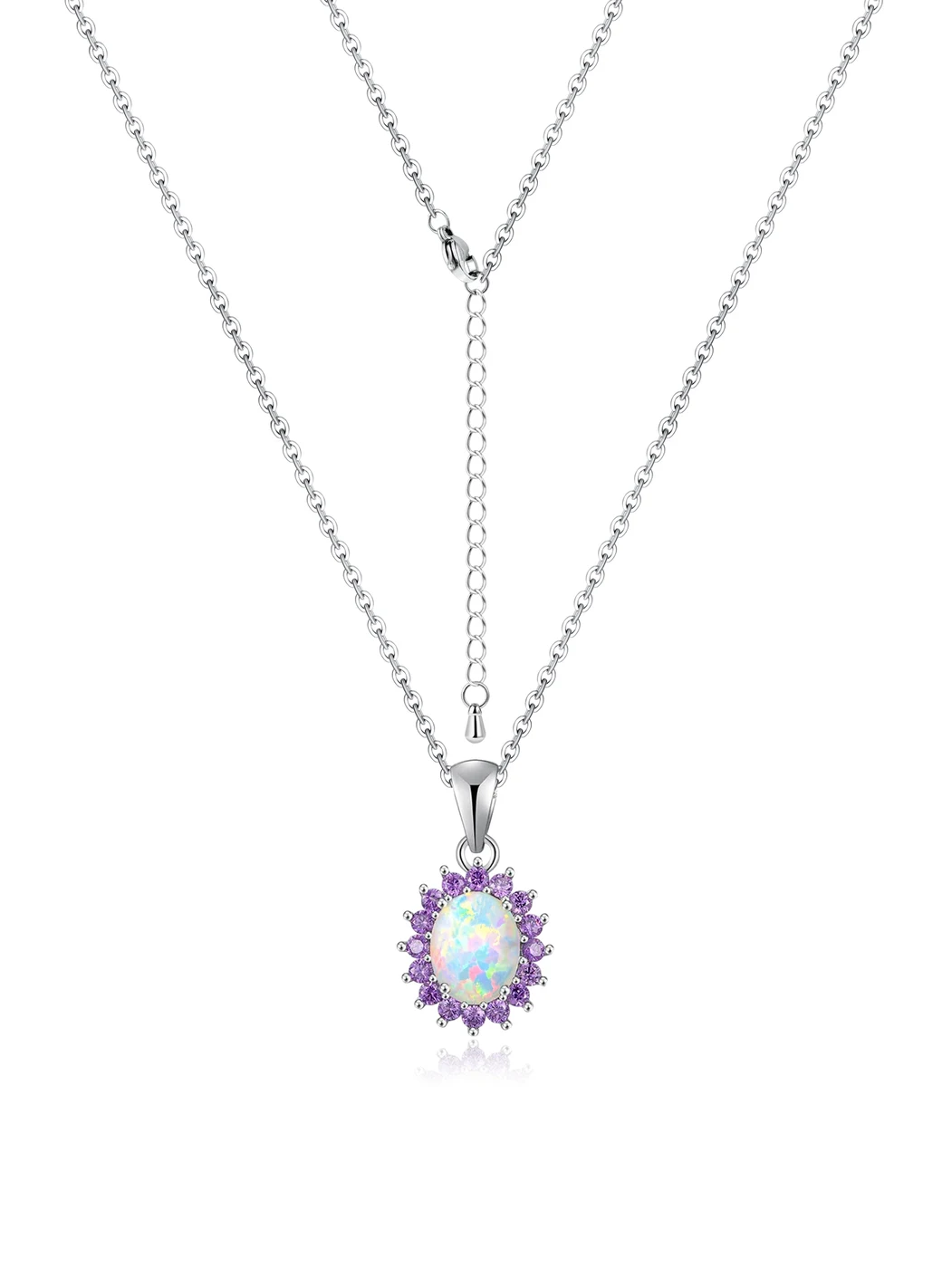 European and American Fashion Creative Opal Pendant Inlaid Opal Collarbone Chain made by BlueOne Jewelry