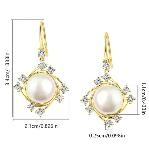 Wreath Zirconia Pearl Earrings Empty Bracket Earrings Temperament Simple Female - view 3