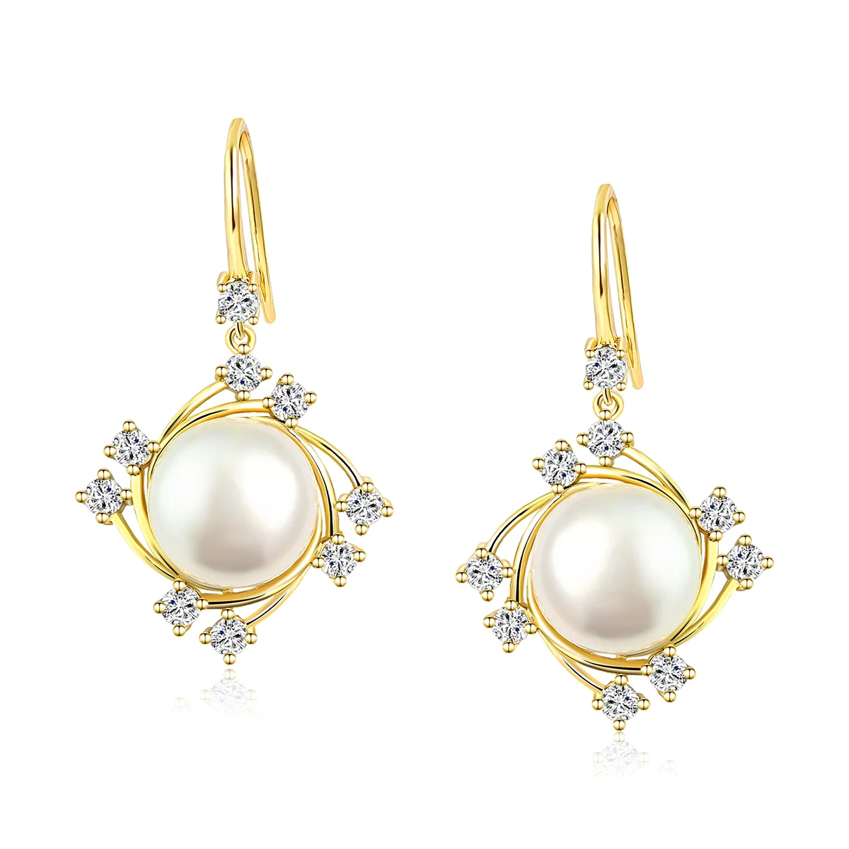Wreath Zirconia Pearl Earrings Empty Bracket Earrings Temperament Simple Female made by BlueOne Jewelry