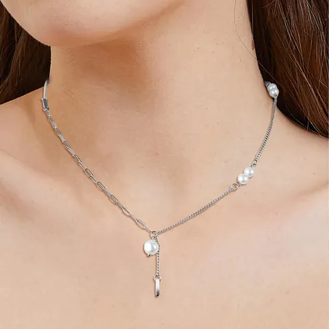 Yanselected Pearl Necklace Imitation Pearl Tassel Necklace Collarbone Chain Light Luxury - view 2