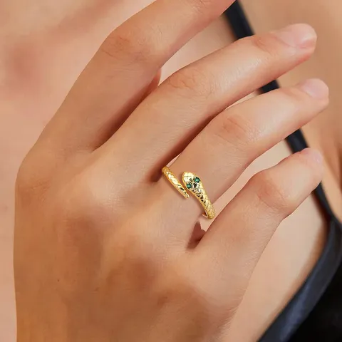 Year of the Snake Style Snake Ring Opening Adjustable Zircon Inlaid - view 2