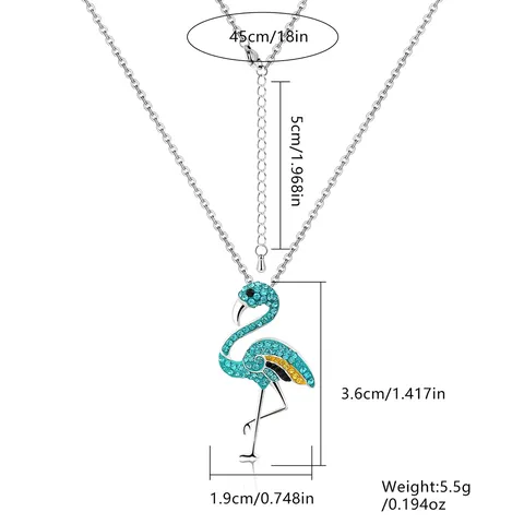 Zircon Flamingo Necklace Platform Europe and the United States Jewelry - view 3
