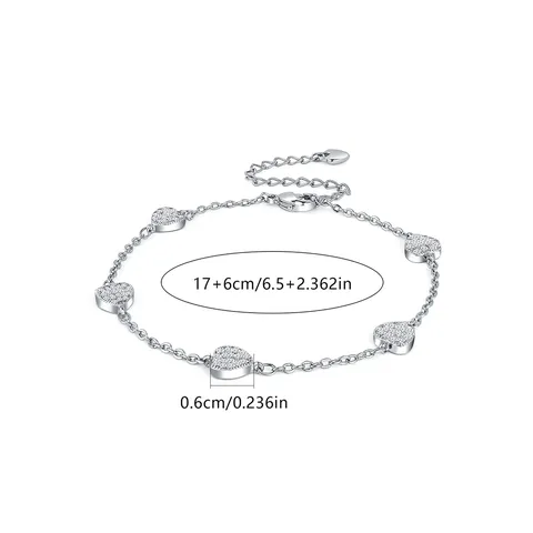 Zircon Full Diamond Love Heart Bracelet Female Korean Fashion Simple Ins - view 3