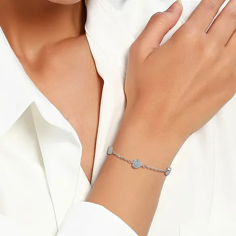 Zircon Full Diamond Love Heart Bracelet Female Korean Fashion Simple Ins - view 2