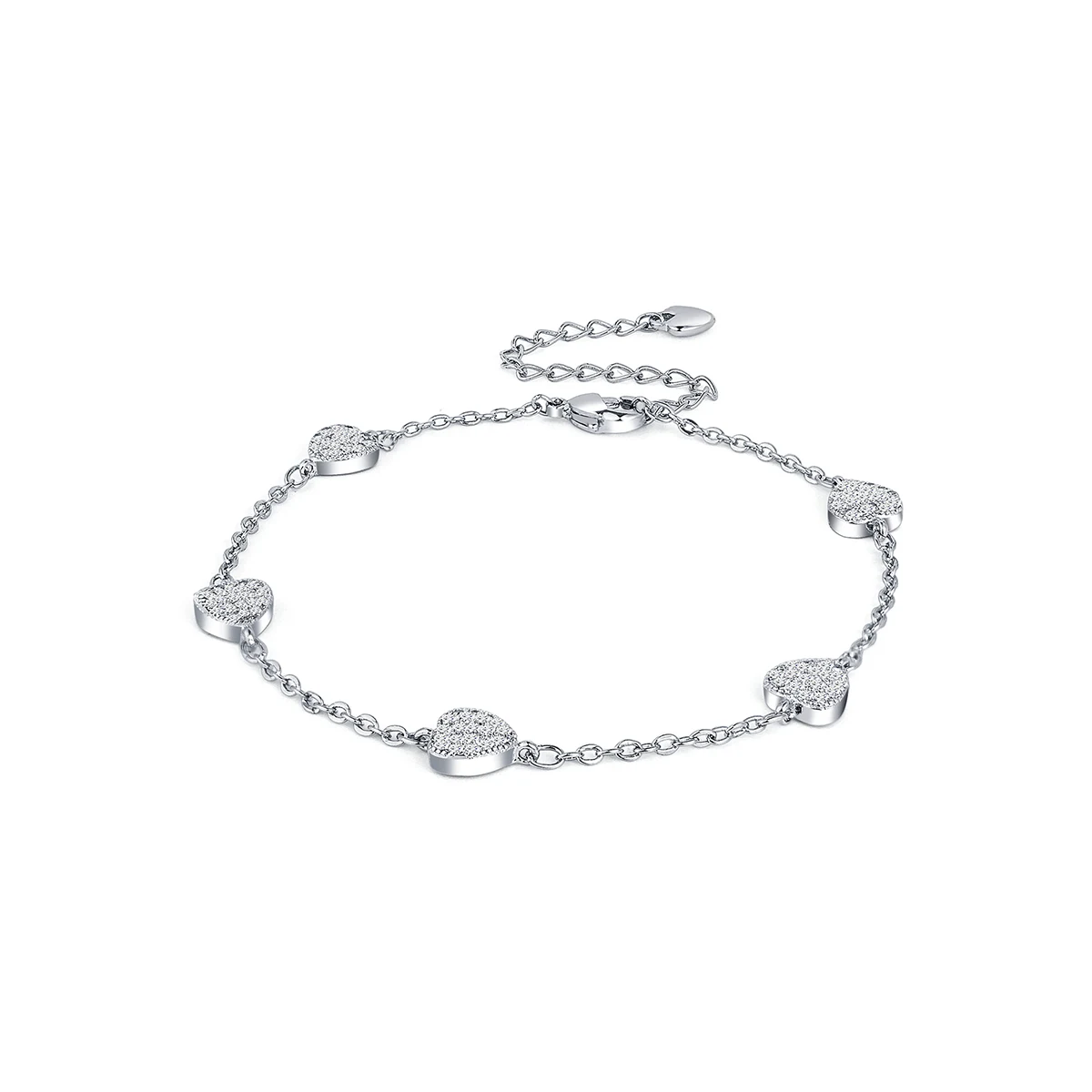 Zircon Full Diamond Love Heart Bracelet Female Korean Fashion Simple Ins made by BlueOne Jewelry