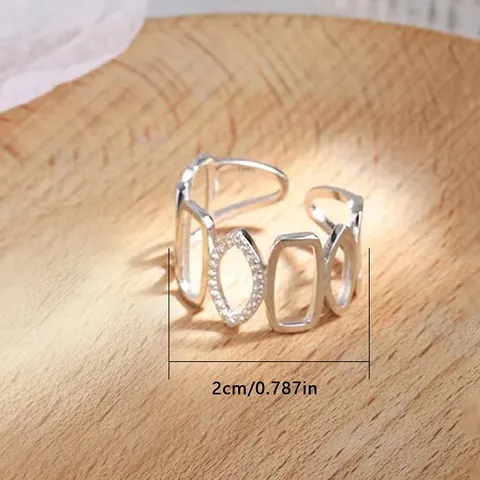 Zircon Geometric Hollow Ring Design Sense Niche Europe and the United - view 3