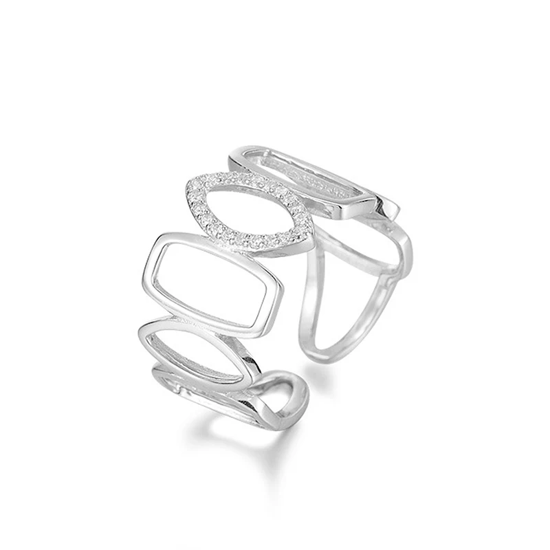 Zircon Geometric Hollow Ring Design Sense Niche Europe and the United made by BlueOne Jewelry