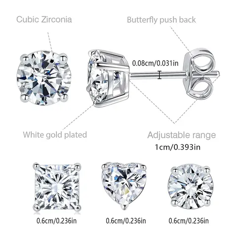 Zirconia Earrings Single Diamond Silver Ear Bone Stud Earrings Simple Versatile - view 3