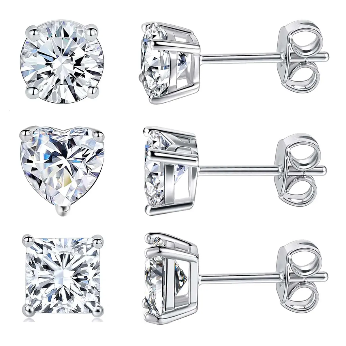 Zirconia Earrings Single Diamond Silver Ear Bone Stud Earrings Simple Versatile made by BlueOne Jewelry