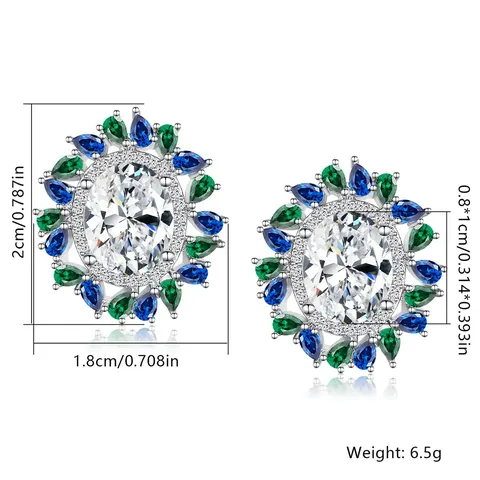 Zirconia Flower Geometric Square Earrings with Zirconia Earrings - view 3