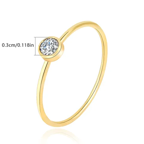 Zirconia Ring Ladies Fashion Stainless Steel Ring Niche Simple Tail Ring - view 3