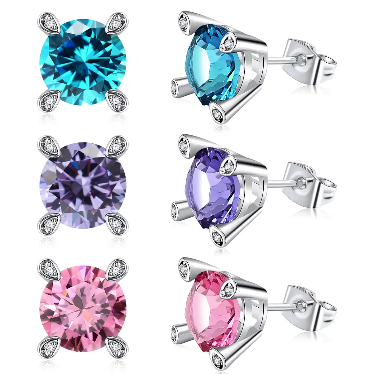 Zirconia Stud Earrings for Women Multiple Colors Available Minimalist Ear Jewelry made by BlueOne Jewelry