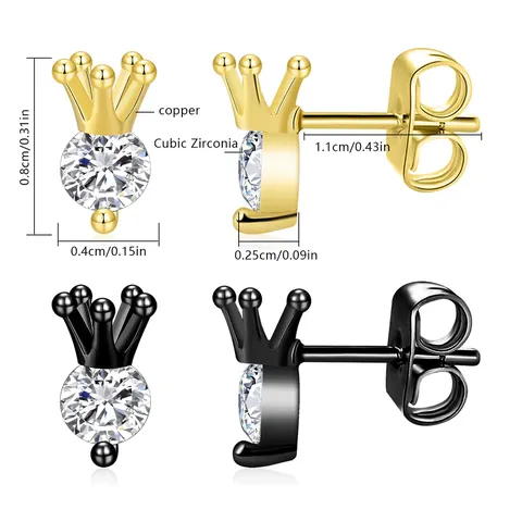 Zirconia Stud Earrings Stylish & Minimalist Colorfast & Durable Niche Design - view 3