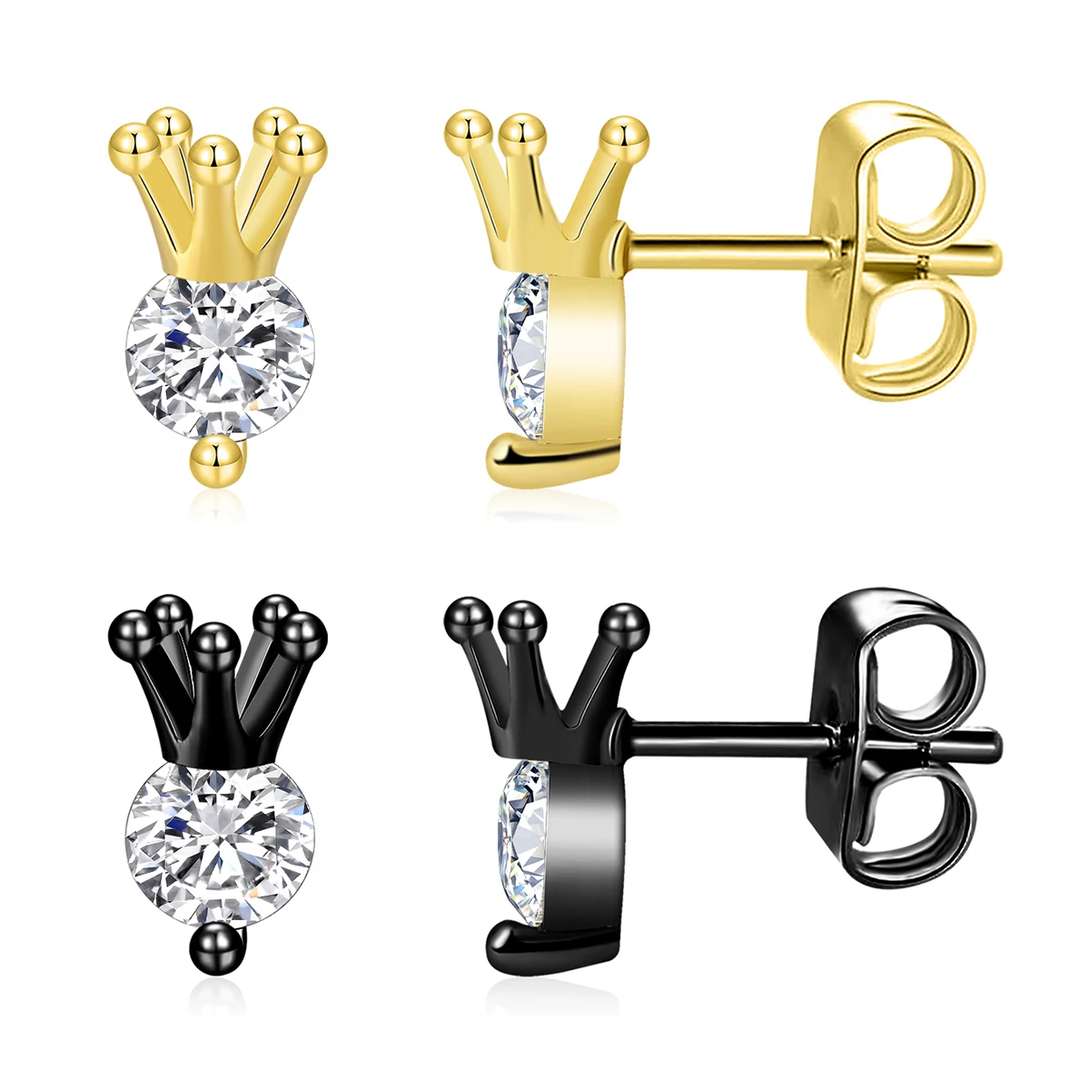 Zirconia Stud Earrings Stylish & Minimalist Colorfast & Durable Niche Design made by BlueOne Jewelry