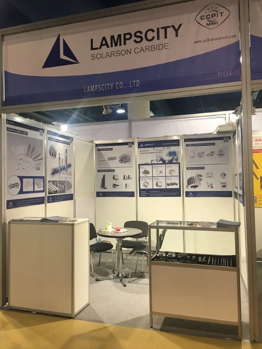 Solarson Carbide exhibition stand with carbide samples on display