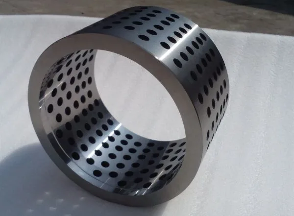 Tungsten carbide sleeve with drilled hole pattern for oil field service equipment
