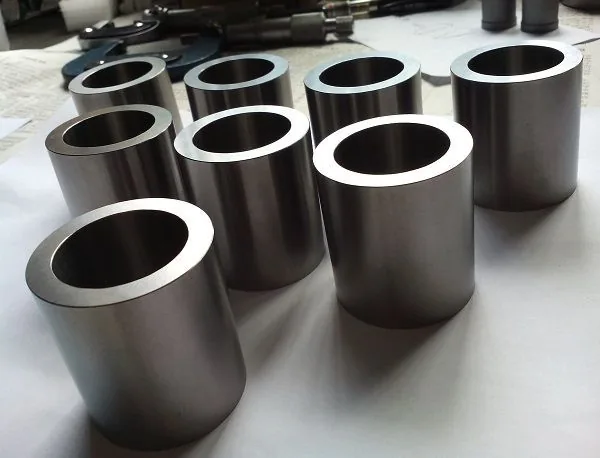 Tungsten carbide tubes and bushes after grinding of bore and outside diameter