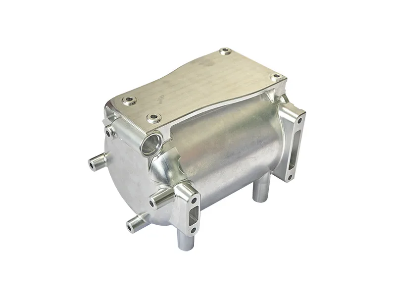 CNC machined aluminium alloy engine housing prototype with mounting brackets
