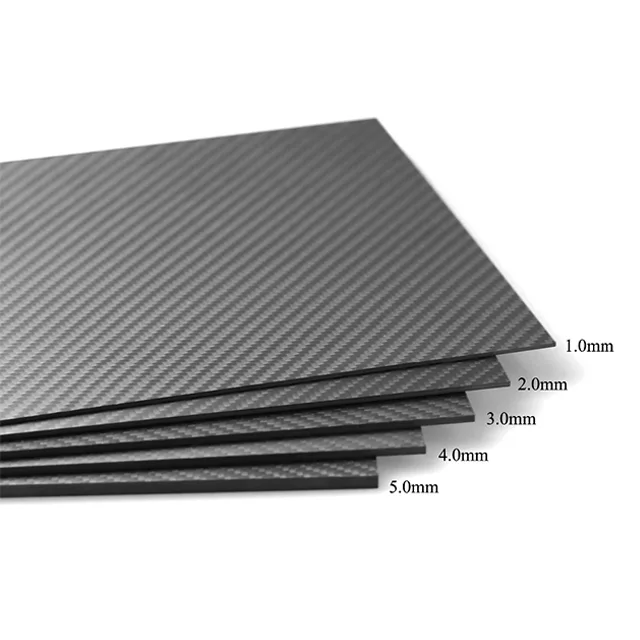 Stacked carbon fiber sheets in 3K twill with a matte finish