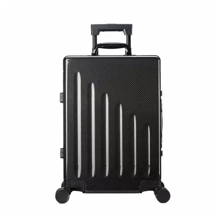 Carbon fiber suitcase with a composite framework and aluminium frame