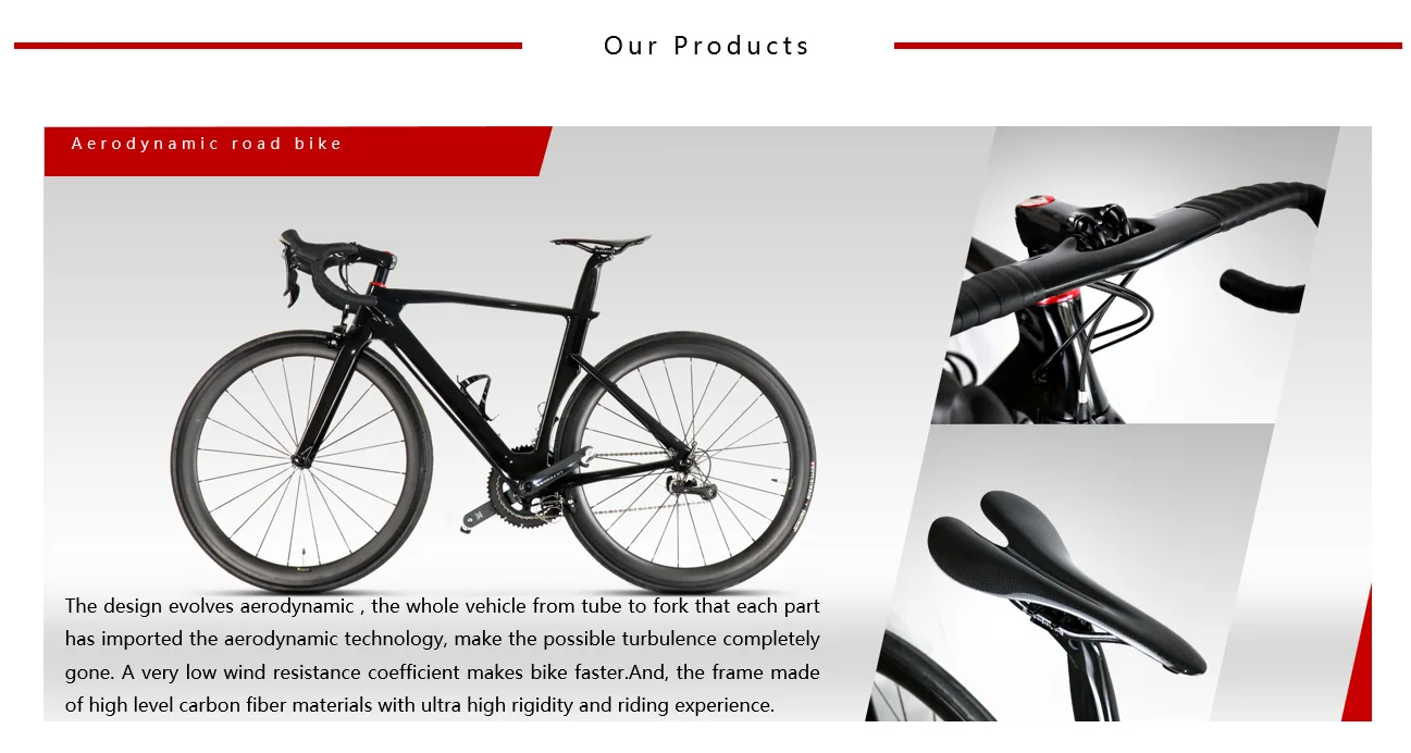 Aerodynamic carbon fiber road bicycle frame