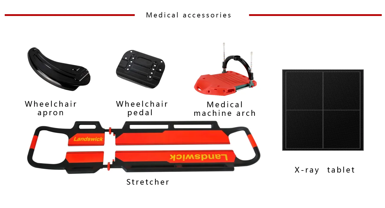 Carbon fiber medical accessories including wheelchair pedal and stretcher parts