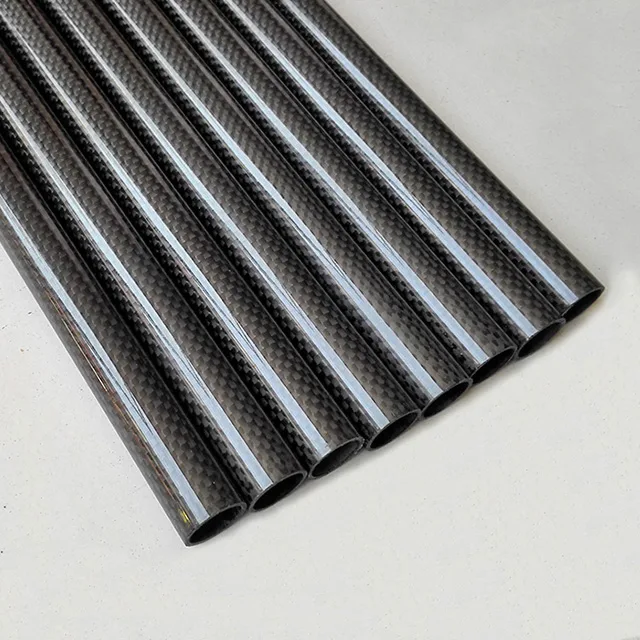 Carbon fiber tubes of several diameters with twill weave exterior fabric