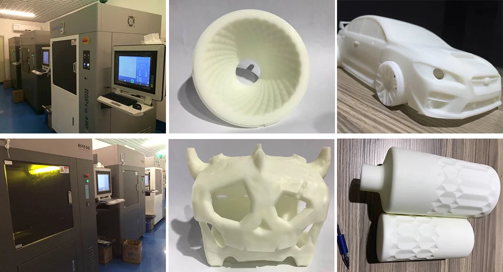 Prototype workshop with machined and printed model parts on the bench