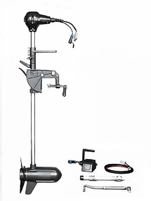 Caroute W platform brushless electric boat motor assembled with transom mount and control parts