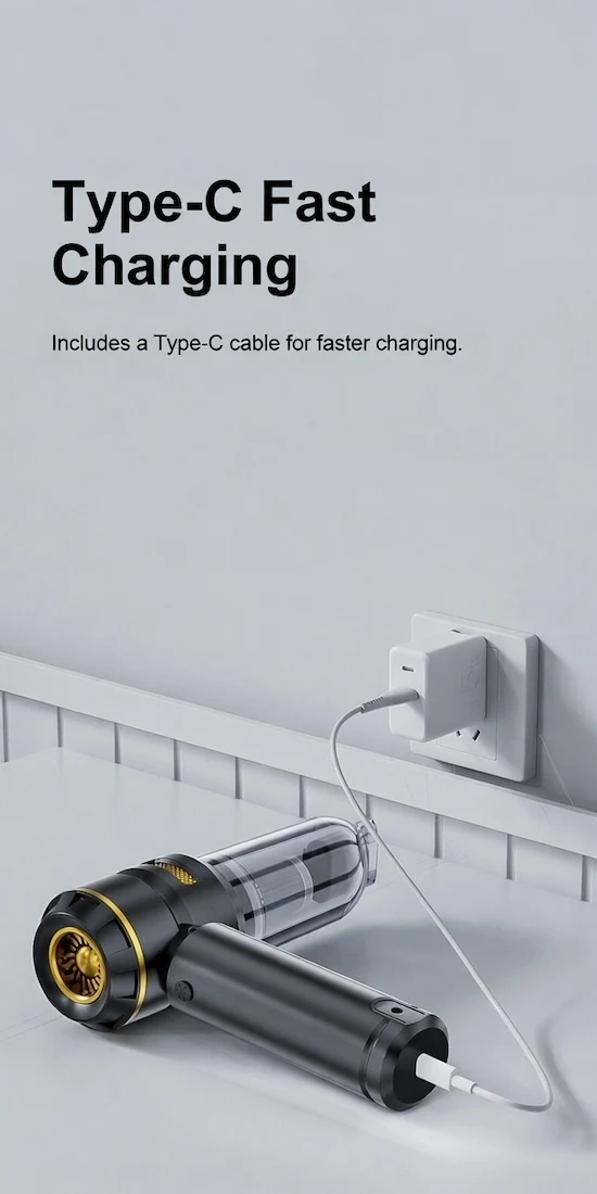 ST-6704 A Plus charging through its included Type-C cable