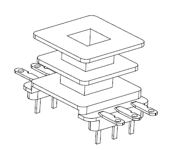 EI 25X7 Bobbin, Vertical, 3+3 Pins, 2 Sections - CB Magnetics