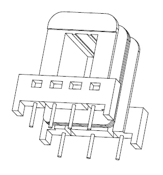 EI 28X12 Bobbin, Horizontal, 3+4 Pins, 2 Sections - CB Magnetics