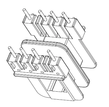 EI 35X14 Bobbin, Horizontal, 4+4 Pins, 2 Sections - CB Magnetics