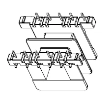 EI 41X13 Bobbin, Horizontal, 5+6 Pins, 2 Sections - CB Magnetics