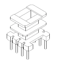 EE10 Bobbin, 4+4 Pins, 2 Section - CB Magnetics
