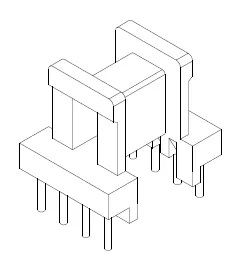 EE10, Horizontal, 4+4 Pins, 1 section - CB Magnetics