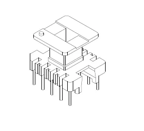 EE25 Bobbin, Vertical, 5+5 Pins, 1 Section - CB Magnetics