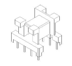 EE25, Horizontal, 4+4 Pins, 1 Section - CB Magnetics