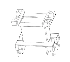 EE42 Bobbin, Vertical, 4+4 Pins, 1 section - CB Magnetics