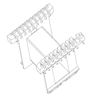 EE55 Bobbin, Horizontal, 10+10 Pins, 1 Section - CB Magnetics