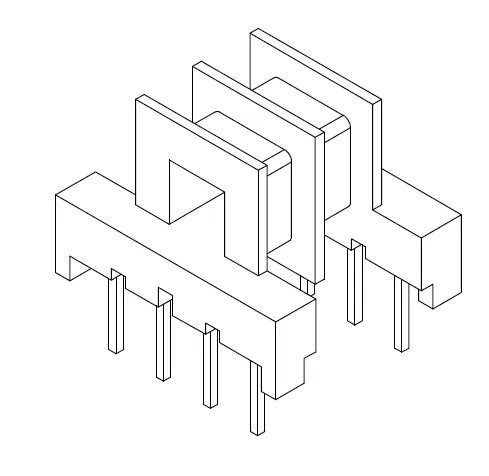 EF12 Horizontal bobbin with 2 sections - CB Magnetics