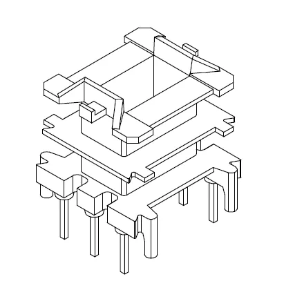 EF20 Vertical bobbin with 2 sections - CB Magnetics