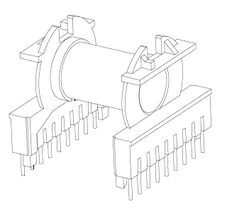 ETD44 Bobbin, Horizontal, 9+9 Pins, 1 Section - CB Magnetics