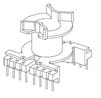 PQ3225 Vertical bobbin with 16 pins - CB Magnetics