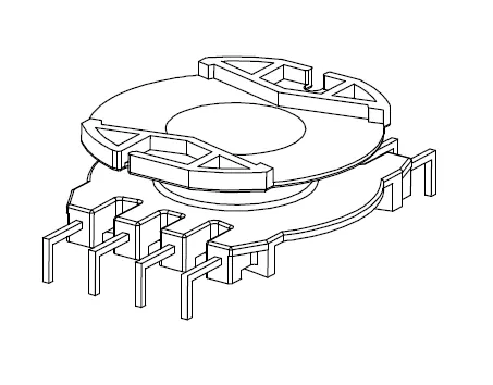 PQ4013 Vertical bobbin with 9 type-L pins - CB Magnetics