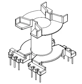 PQ4040 Bobbin, 6+6 Pins, 1 Section - CB Magnetics