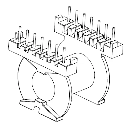 PQ4040 Horizontal bobbin with 14 pins - CB Magnetics