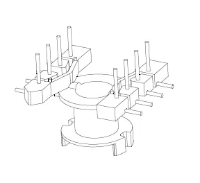 RM6 Vertical Bobbin, 4+4 Pins, 1 Section - CB Magnetics