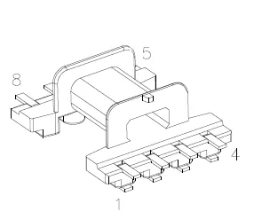 SMD EFD15 Bobbin, 4+4 Pins, 1 section - CB Magnetics