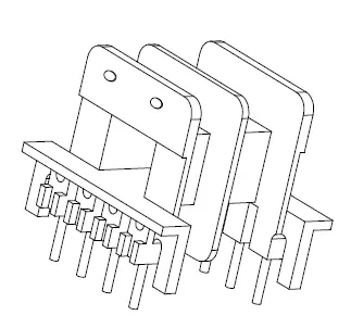 EI 28X7 Bobbin, Horizontal, 4+4 Pins, 2 Sections - CB Magnetics